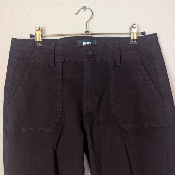 PAIGE Mayslie Cropped Jogger Pant in Vintage Black Cherry Burgundy - Picture 3 of 13